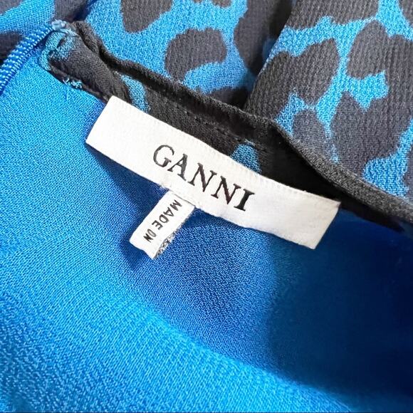 Ganni Carnivora Leopard Love for Leopard Mini Dress Blue Black Size 6 Medium - Picture 10 of 11